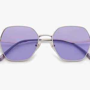 New SOJOS Women's Purple Retro Vintage Hexagon Square Polarized Sunglasses